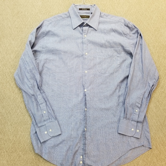Joseph Abboud Blue Check Dress Shirt 16-34/35 - Picture 1 of 15